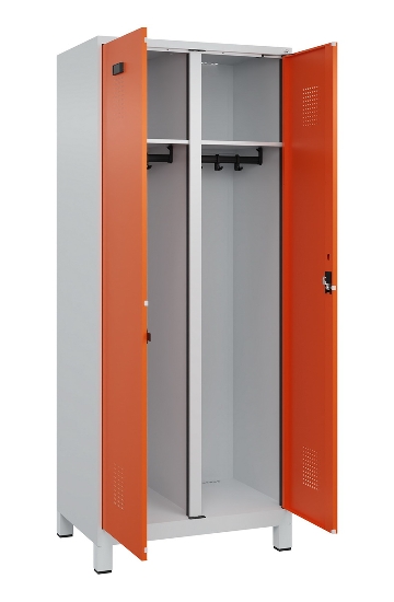 C+P Schwarz-Weiß-Spind Evolo PLUS 049012-22 mit Füßen 2 Abt.400mm Drehriegel (HxBxT) 1850x800x500mm 7016/7016