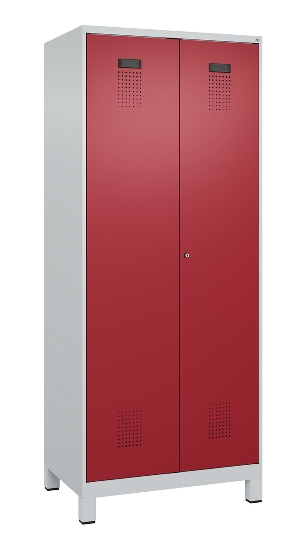 C+P Schwarz-Weiß-Spind Evolo PLUS 049012-22 mit Füßen 2 Abt.400mm Drehriegel (HxBxT) 1850x800x500mm 7016/7016