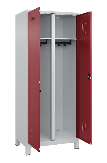 C+P Schwarz-Weiß-Spind Evolo PLUS 049012-22 mit Füßen 2 Abt.400mm Drehriegel (HxBxT) 1850x800x500mm 7016/7016