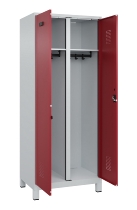 C+P Schwarz-Weiß-Spind Evolo PLUS 049012-22 mit Füßen 2 Abt.400mm Drehriegel (HxBxT) 1850x800x500mm 7016/7016