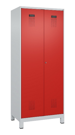 C+P Schwarz-Weiß-Spind Evolo PLUS 049012-22 mit Füßen 2 Abt.400mm Drehriegel (HxBxT) 1850x800x500mm 7016/7016
