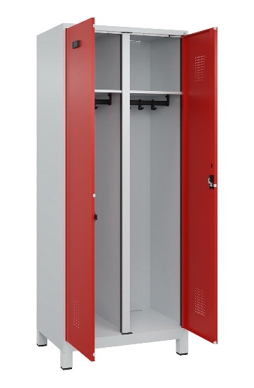 C+P Schwarz-Weiß-Spind Evolo PLUS 049012-22 mit Füßen 2 Abt.400mm Drehriegel (HxBxT) 1850x800x500mm 7016/7016