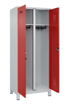 C+P Schwarz-Weiß-Spind Evolo PLUS 049012-22 mit Füßen 2 Abt.400mm Drehriegel (HxBxT) 1850x800x500mm 7016/7016
