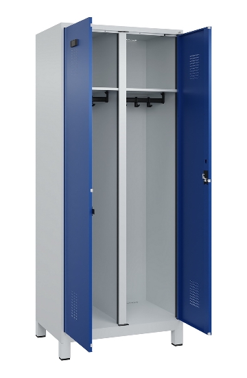 C+P Schwarz-Weiß-Spind Evolo PLUS 049012-22 mit Füßen 2 Abt.400mm Drehriegel (HxBxT) 1850x800x500mm 7016/7016