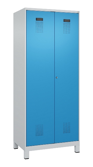 C+P Schwarz-Weiß-Spind Evolo PLUS 049012-22 mit Füßen 2 Abt.400mm Drehriegel (HxBxT) 1850x800x500mm 7016/7016