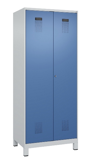 C+P Schwarz-Weiß-Spind Evolo PLUS 049012-22 mit Füßen 2 Abt.400mm Drehriegel (HxBxT) 1850x800x500mm 7016/7016
