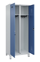 C+P Schwarz-Weiß-Spind Evolo PLUS 049012-22 mit Füßen 2 Abt.400mm Drehriegel (HxBxT) 1850x800x500mm 7016/7016