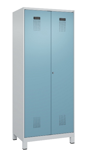 C+P Schwarz-Weiß-Spind Evolo PLUS 049012-22 mit Füßen 2 Abt.400mm Drehriegel (HxBxT) 1850x800x500mm 7016/7016
