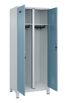 C+P Schwarz-Weiß-Spind Evolo PLUS 049012-22 mit Füßen 2 Abt.400mm Drehriegel (HxBxT) 1850x800x500mm 7016/7016