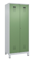 C+P Schwarz-Weiß-Spind Evolo PLUS 049012-22 mit Füßen 2 Abt.400mm Drehriegel (HxBxT) 1850x800x500mm 7016/7016