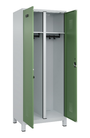 C+P Schwarz-Weiß-Spind Evolo PLUS 049012-22 mit Füßen 2 Abt.400mm Drehriegel (HxBxT) 1850x800x500mm 7016/7016