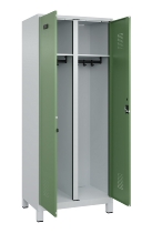 C+P Schwarz-Weiß-Spind Evolo PLUS 049012-22 mit Füßen 2 Abt.400mm Drehriegel (HxBxT) 1850x800x500mm 7016/7016