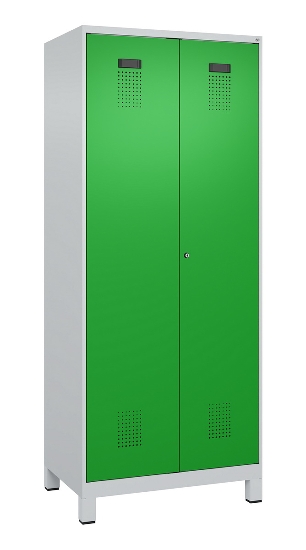 C+P Schwarz-Weiß-Spind Evolo PLUS 049012-22 mit Füßen 2 Abt.400mm Drehriegel (HxBxT) 1850x800x500mm 7016/7016