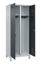 C+P Schwarz-Weiß-Spind Evolo PLUS 049012-22 mit Füßen 2 Abt.400mm Drehriegel (HxBxT) 1850x800x500mm 7016/7016