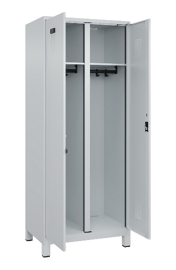 C+P Schwarz-Weiß-Spind Evolo PLUS 049012-22 mit Füßen 2 Abt.400mm Drehriegel (HxBxT) 1850x800x500mm 7016/7016