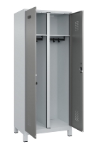C+P Schwarz-Weiß-Spind Evolo PLUS 049012-22 mit Füßen 2 Abt.400mm Drehriegel (HxBxT) 1850x800x500mm 7016/7016