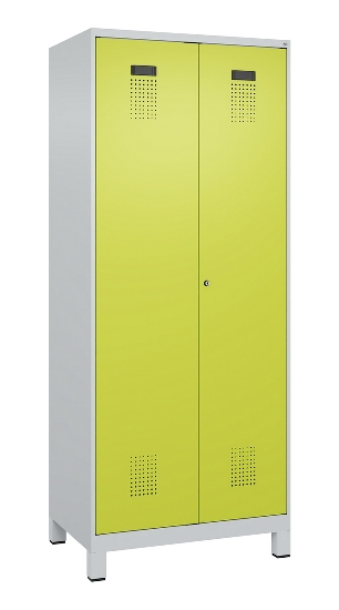 C+P Schwarz-Weiß-Spind Evolo PLUS 049012-22 mit Füßen 2 Abt.400mm Drehriegel (HxBxT) 1850x800x500mm 7016/7016
