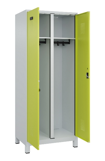 C+P Schwarz-Weiß-Spind Evolo PLUS 049012-22 mit Füßen 2 Abt.400mm Drehriegel (HxBxT) 1850x800x500mm 7016/7016