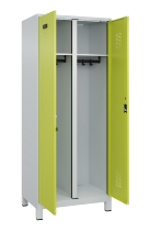 C+P Schwarz-Weiß-Spind Evolo PLUS 049012-22 mit Füßen 2 Abt.400mm Drehriegel (HxBxT) 1850x800x500mm 7016/7016