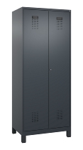 C+P Schwarz-Weiß-Spind Evolo PLUS 049012-22 mit Füßen 2 Abt.400mm Drehriegel (HxBxT) 1850x800x500mm 7016/7016