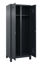 C+P Schwarz-Weiß-Spind Evolo PLUS 049012-22 mit Füßen 2 Abt.400mm Drehriegel (HxBxT) 1850x800x500mm 7016/7016