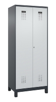 C+P Schwarz-Weiß-Spind Evolo PLUS 049012-22 mit Füßen 2 Abt.400mm Drehriegel (HxBxT) 1850x800x500mm 7016/7016