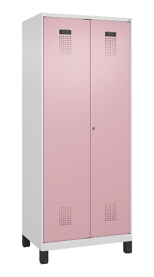 C+P Schwarz-Weiß-Spind Evolo PLUS 049012-22 mit Füßen 2 Abt.400mm Drehriegel (HxBxT) 1850x800x500mm 7016/7016