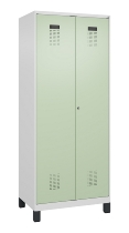 C+P Schwarz-Weiß-Spind Evolo PLUS 049012-22 mit Füßen 2 Abt.400mm Drehriegel (HxBxT) 1850x800x500mm 7016/7016
