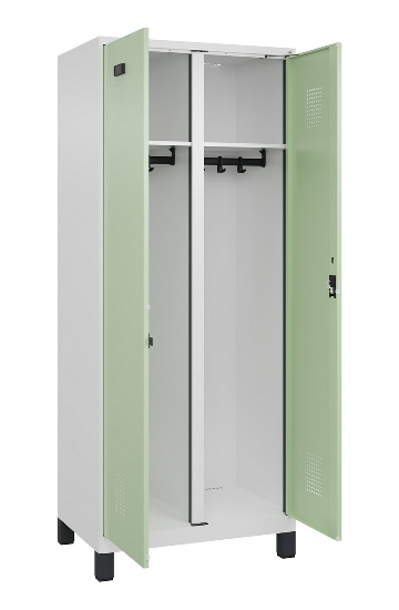 C+P Schwarz-Weiß-Spind Evolo PLUS 049012-22 mit Füßen 2 Abt.400mm Drehriegel (HxBxT) 1850x800x500mm 7016/7016