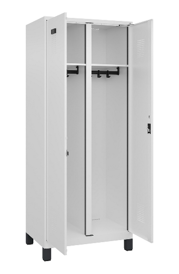 C+P Schwarz-Weiß-Spind Evolo PLUS 049012-22 mit Füßen 2 Abt.400mm Drehriegel (HxBxT) 1850x800x500mm 7016/7016