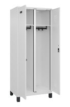 C+P Schwarz-Weiß-Spind Evolo PLUS 049012-22 mit Füßen 2 Abt.400mm Drehriegel (HxBxT) 1850x800x500mm 7016/7016