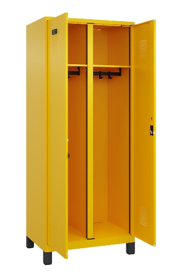 C+P Schwarz-Weiß-Spind Evolo PLUS 049012-20 mit Füßen 2 Abt.300mm Zylinder (HxBxT) 1850x600x500mm 0010/0010