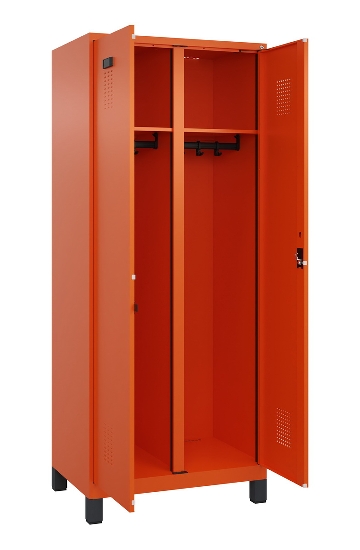 C+P Schwarz-Weiß-Spind Evolo PLUS 049012-20 mit Füßen 2 Abt.300mm Zylinder (HxBxT) 1850x600x500mm 0010/0010