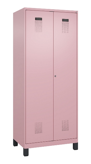 C+P Schwarz-Weiß-Spind Evolo PLUS 049012-20 mit Füßen 2 Abt.300mm Zylinder (HxBxT) 1850x600x500mm 0010/0010