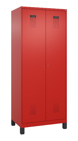 C+P Schwarz-Weiß-Spind Evolo PLUS 049012-20 mit Füßen 2 Abt.300mm Zylinder (HxBxT) 1850x600x500mm 0010/0010