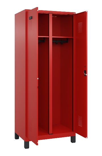 C+P Schwarz-Weiß-Spind Evolo PLUS 049012-20 mit Füßen 2 Abt.300mm Zylinder (HxBxT) 1850x600x500mm 0010/0010