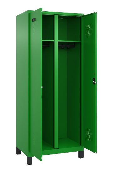 C+P Schwarz-Weiß-Spind Evolo PLUS 049012-20 mit Füßen 2 Abt.300mm Zylinder (HxBxT) 1850x600x500mm 0010/0010