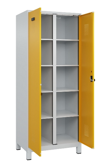 C+P Wäsche-Spind Evolo PLUS 049012-22B mit Füßen 2 Abt.je 400mm Zylinder (HxBxT) 1950x800x500mm 7035/3000
