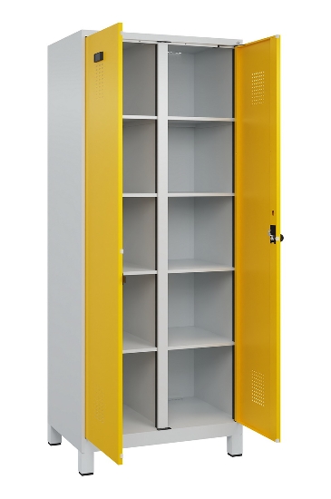 C+P Wäsche-Spind Evolo PLUS 049012-22B mit Füßen 2 Abt.je 400mm Zylinder (HxBxT) 1950x800x500mm 7035/3000