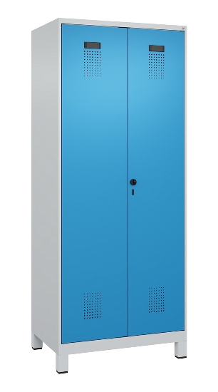 C+P Wäsche-Spind Evolo PLUS 049012-22B mit Füßen 2 Abt.je 400mm Zylinder (HxBxT) 1950x800x500mm 7035/3000