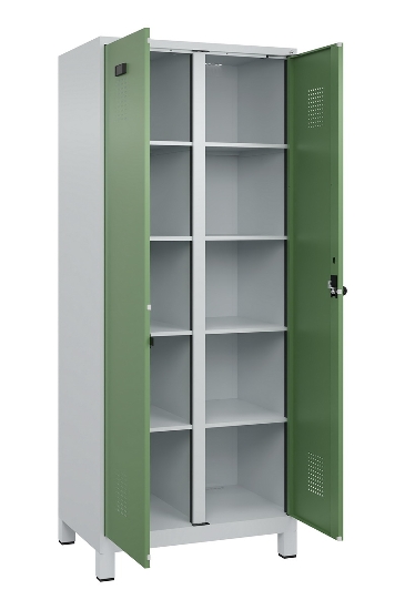 C+P Wäsche-Spind Evolo PLUS 049012-22B mit Füßen 2 Abt.je 400mm Zylinder (HxBxT) 1950x800x500mm 7035/3000