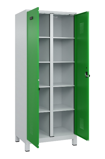 C+P Wäsche-Spind Evolo PLUS 049012-22B mit Füßen 2 Abt.je 400mm Zylinder (HxBxT) 1950x800x500mm 7035/3000
