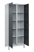 C+P Wäsche-Spind Evolo PLUS 049012-22B mit Füßen 2 Abt.je 400mm Zylinder (HxBxT) 1950x800x500mm 7035/3000