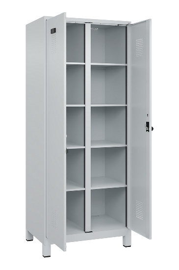 C+P Wäsche-Spind Evolo PLUS 049012-22B mit Füßen 2 Abt.je 400mm Zylinder (HxBxT) 1950x800x500mm 7035/3000