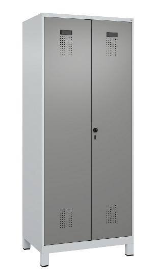 C+P Wäsche-Spind Evolo PLUS 049012-22B mit Füßen 2 Abt.je 400mm Zylinder (HxBxT) 1950x800x500mm 7035/3000