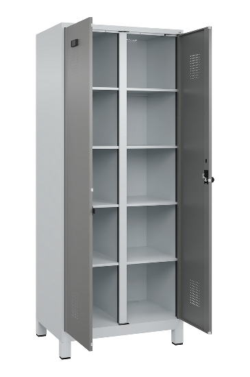 C+P Wäsche-Spind Evolo PLUS 049012-22B mit Füßen 2 Abt.je 400mm Zylinder (HxBxT) 1950x800x500mm 7035/3000