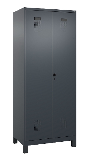 C+P Wäsche-Spind Evolo PLUS 049012-22B mit Füßen 2 Abt.je 400mm Zylinder (HxBxT) 1950x800x500mm 7035/3000