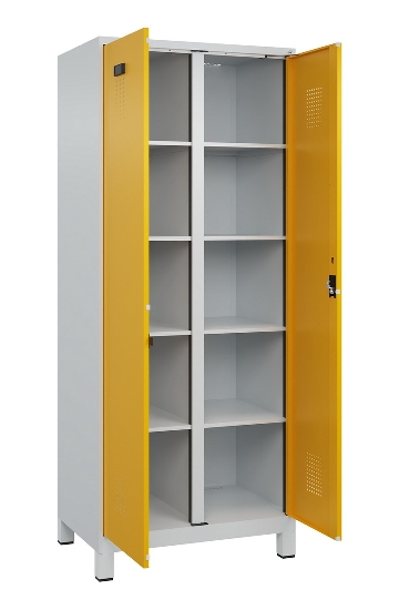 C+P Wäsche-Spind Evolo PLUS 049012-22B mit Füßen 2 Abt.je 400mm Zylinder (HxBxT) 1950x800x500mm 7035/3000