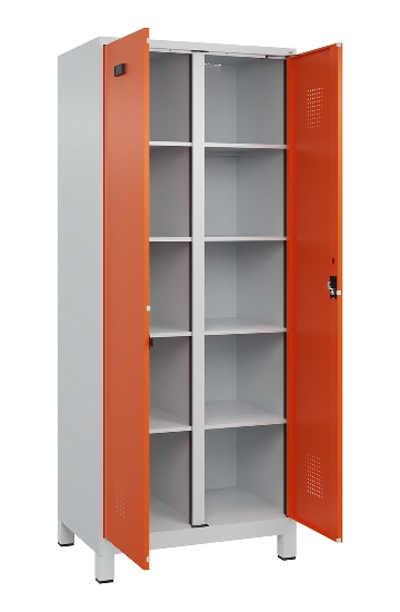 C+P Wäsche-Spind Evolo PLUS 049012-22B mit Füßen 2 Abt.je 400mm Zylinder (HxBxT) 1950x800x500mm 7035/3000