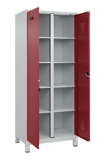 C+P Wäsche-Spind Evolo PLUS 049012-22B mit Füßen 2 Abt.je 400mm Zylinder (HxBxT) 1950x800x500mm 7035/3000